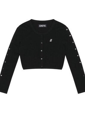 SMFK Black Cropped Ribbed Knit Cardigan - Rare Style!